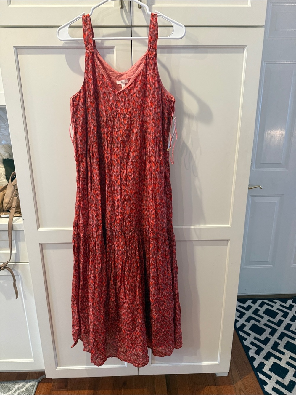Joie flowy coral Floral Tiered Maxi Dress 100% cotton